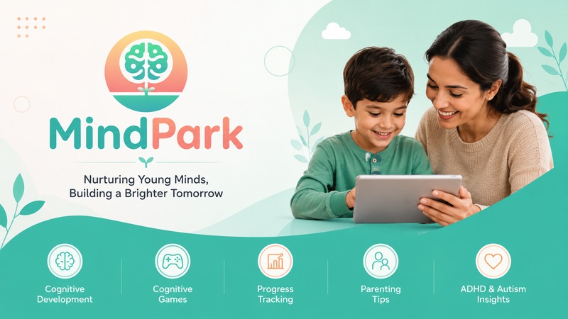 Mother and child enjoying MindPark together with a tablet